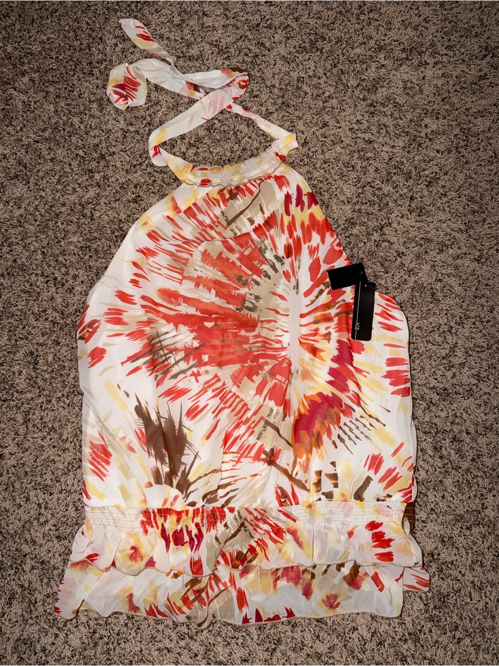 AGB White Multicolor Halter Tank Top
